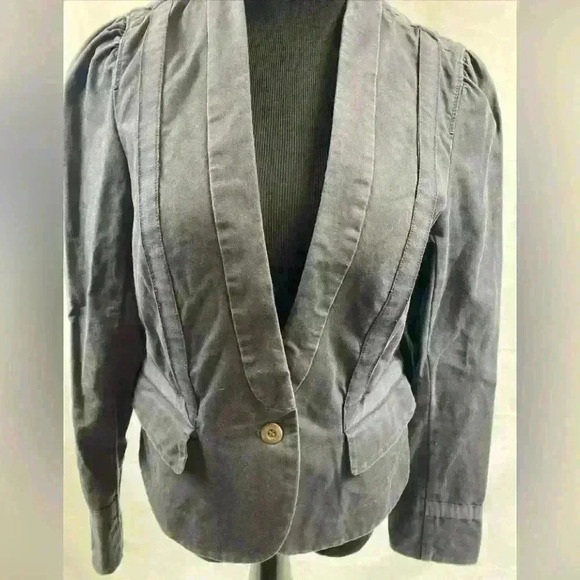 Ann Taylor LOFT Women’s Jacket Cropped Blue Size 8 One Button - Picture 1 of 5